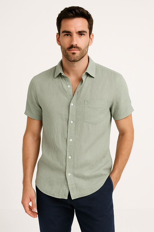 Herre Casual Skjorte Kort Ærme Button Down Krave 4