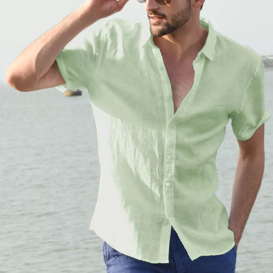 Herre Casual Skjorte Kort Ærme Button Down Krave 7