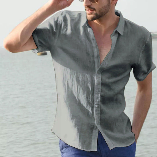 Herre Casual Skjorte Kort Ærme Button Down Krave 8