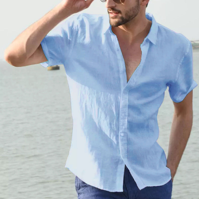Herre Casual Skjorte Kort Ærme Button Down Krave 9