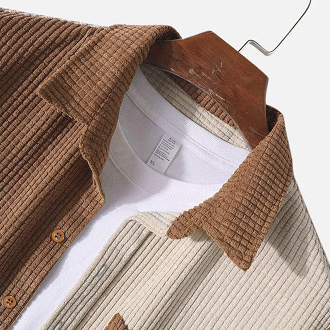 Herre Corduroy Sæt Skjorte og Shorts 2