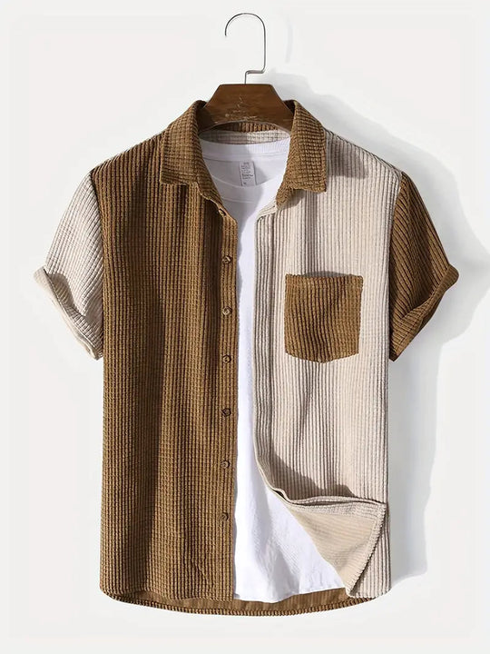 Herre Corduroy Sæt Skjorte og Shorts 3