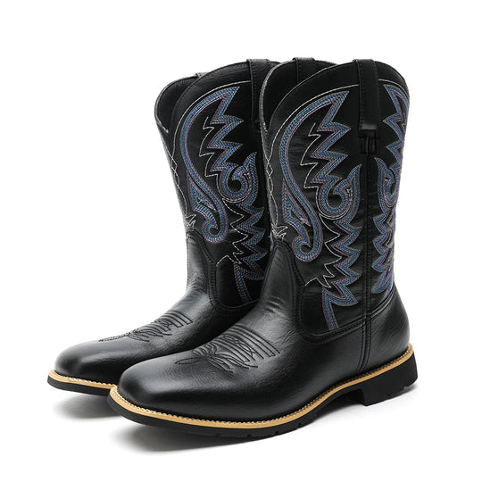 Herre Cowboy Støvler Broderet Retro Design Læder Høj Top 6