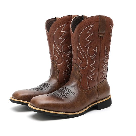 Herre Cowboy Støvler Broderet Retro Design Læder Høj Top 7