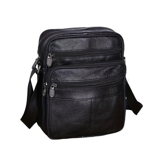 Herre Crossbody Taske Læder Justerbar Rem 0