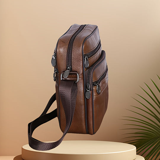 Herre Crossbody Taske Læder Justerbar Rem 1