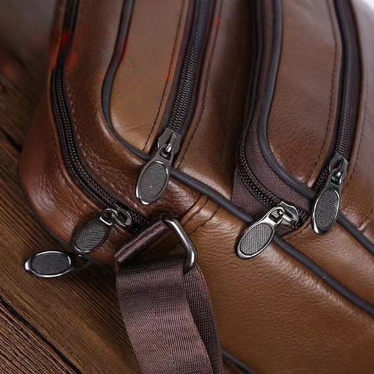 Herre Crossbody Taske Læder Justerbar Rem 3