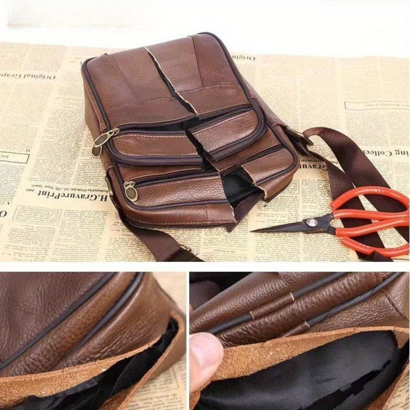 Herre Crossbody Taske Læder Justerbar Rem 4