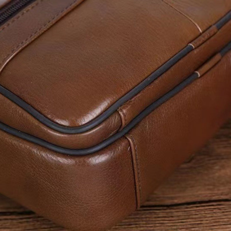 Herre Crossbody Taske Læder Justerbar Rem 6