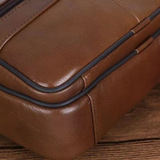 Herre Crossbody Taske Læder Justerbar Rem 6
