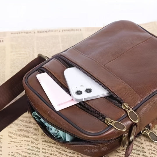 Herre Crossbody Taske Læder Justerbar Rem 7