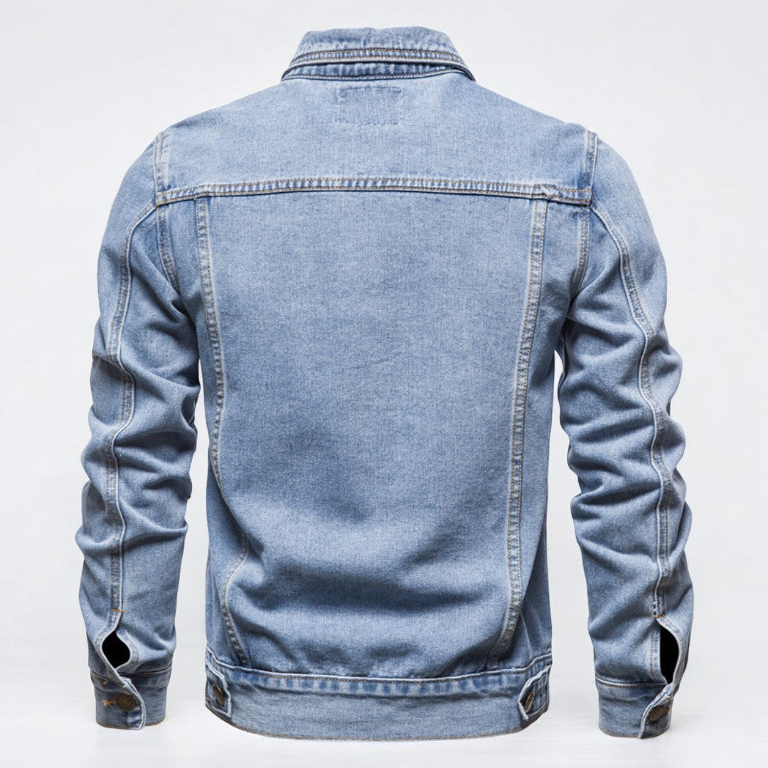 Herre Denim Jakke Vasket Design 1