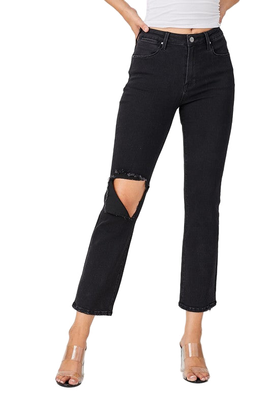 Herre Denim Jeans Afslappet Distressed Sort 0