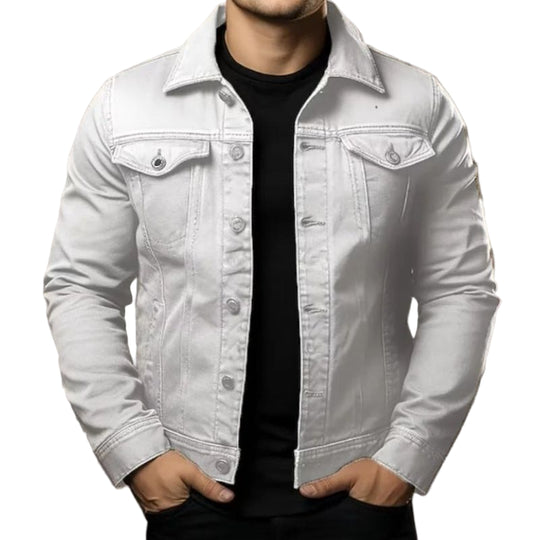 Herre Denimjakke Moderne Stil 0