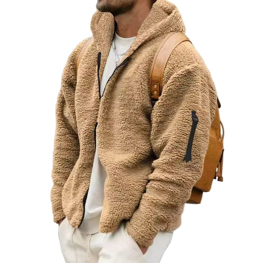 Herre Fleece Frakke Oversized Fit med Hætte 0