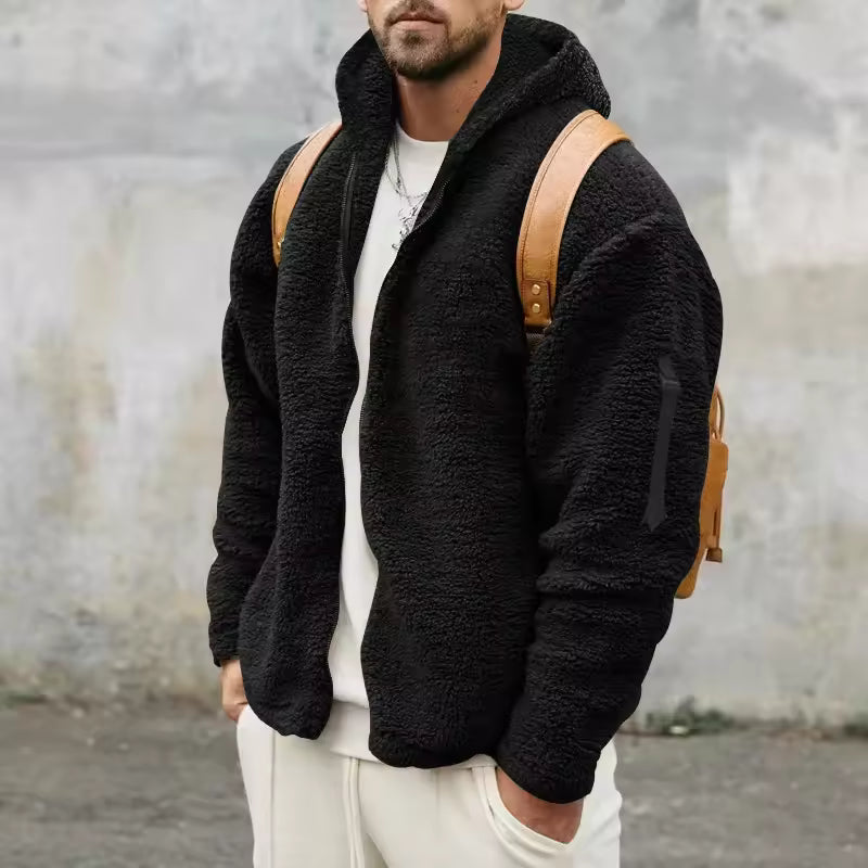 Herre Fleece Frakke Oversized Fit med Hætte 2