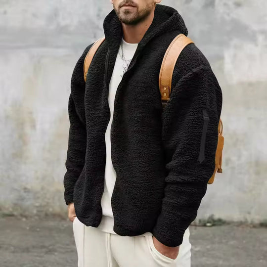 Herre Fleece Frakke Oversized Fit med Hætte 2
