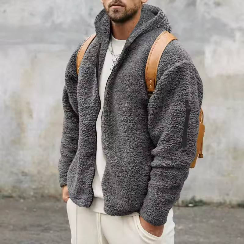 Herre Fleece Frakke Oversized Fit med Hætte 3