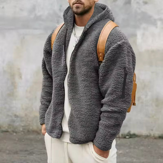 Herre Fleece Frakke Oversized Fit med Hætte 3