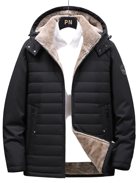 Herre Fleece Jakke med Hætte og Lynlås 0