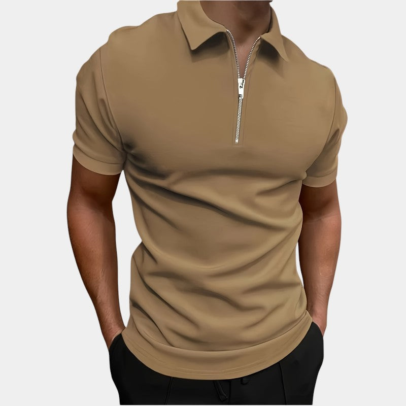 Herre Golf T-shirt Med Lynlås Strækbart Polyester 1