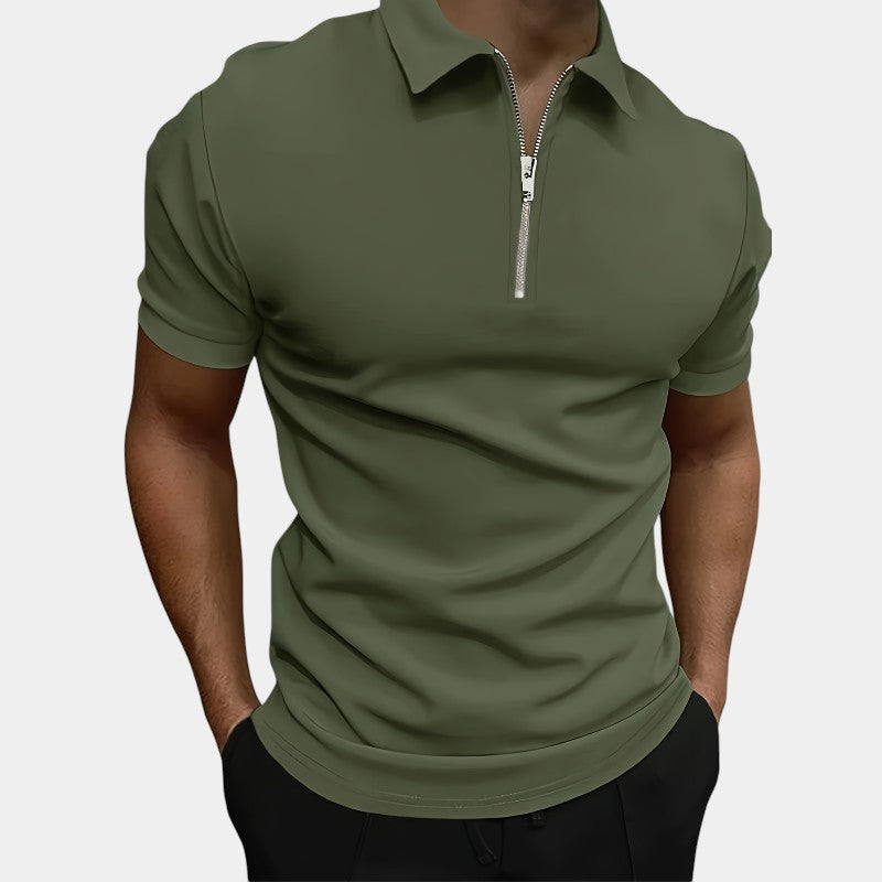 Herre Golf T-shirt Med Lynlås Strækbart Polyester 3