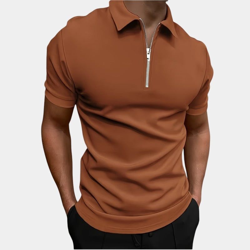 Herre Golf T-shirt Med Lynlås Strækbart Polyester 4