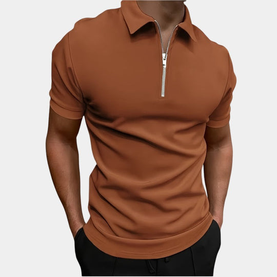 Herre Golf T-shirt Med Lynlås Strækbart Polyester 4