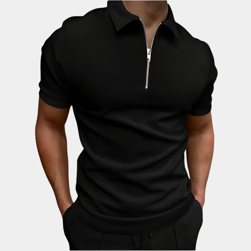 Herre Golf T-shirt Med Lynlås Strækbart Polyester 5