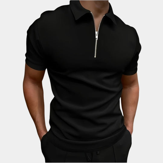 Herre Golf T-shirt Med Lynlås Strækbart Polyester 5