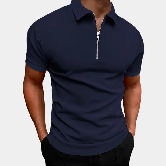 Herre Golf T-shirt Med Lynlås Strækbart Polyester 6