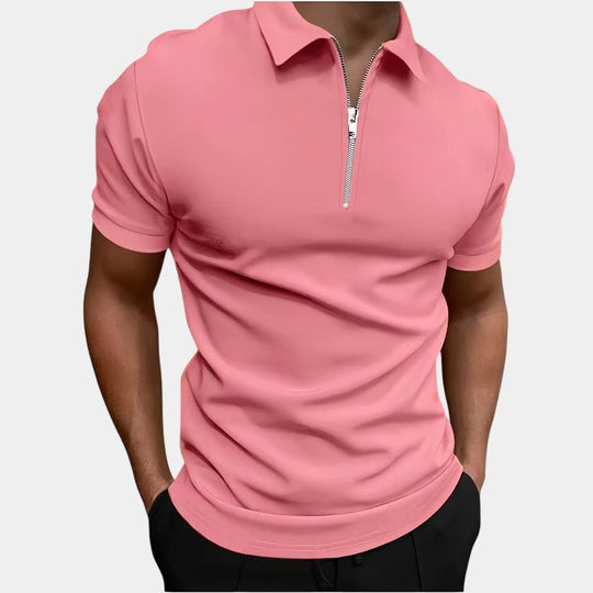 Herre Golf T-shirt Med Lynlås Strækbart Polyester 7