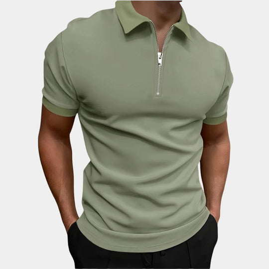 Herre Golf T-shirt Med Lynlås Strækbart Polyester 8