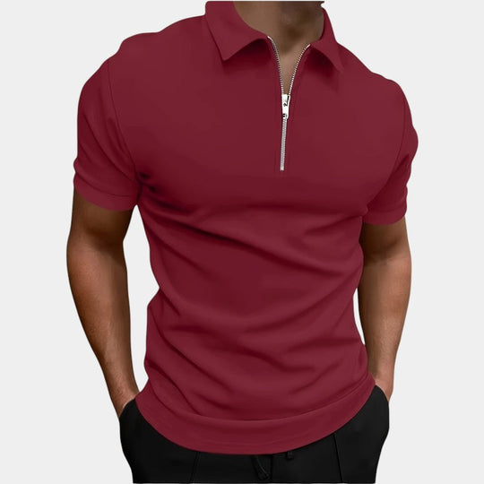 Herre Golf T-shirt Med Lynlås Strækbart Polyester 9