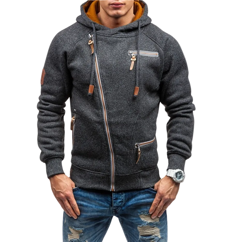Herre Hættejakke Med Lynlås Casual Stil 0