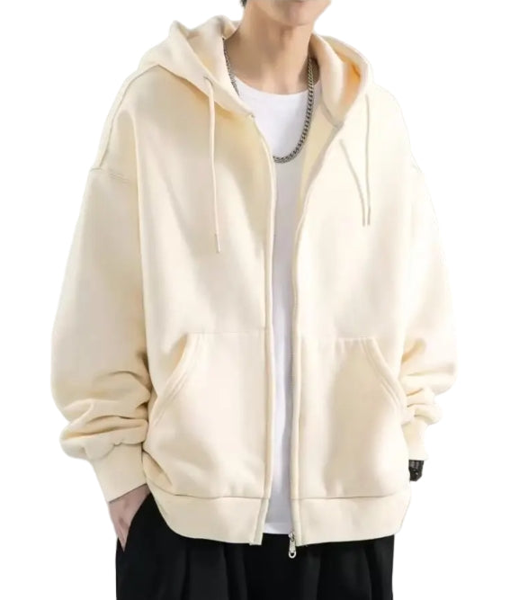 Herre Hættetrøje Med Lynlås - Løs Pasform - Langærmet Casual 0