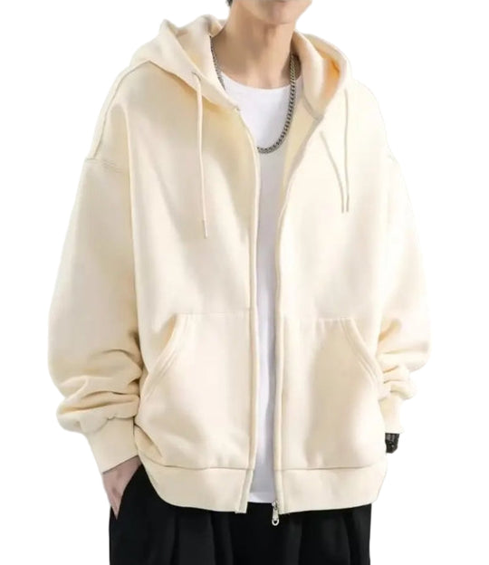 Herre Hættetrøje Med Lynlås - Løs Pasform - Langærmet Casual 0