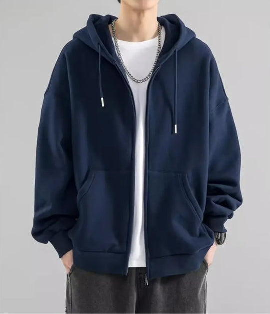 Herre Hættetrøje Med Lynlås - Løs Pasform - Langærmet Casual 2