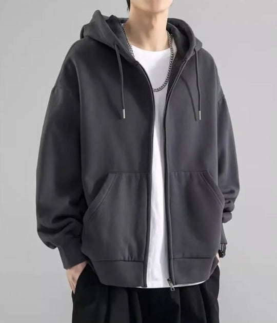 Herre Hættetrøje Med Lynlås - Løs Pasform - Langærmet Casual 3