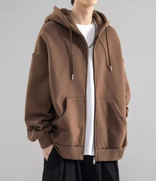 Herre Hættetrøje Med Lynlås - Løs Pasform - Langærmet Casual 5