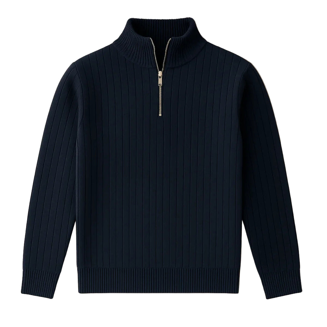 Herre Halv Lynlås Ribbet Jumper Moderne Strikblanding 0