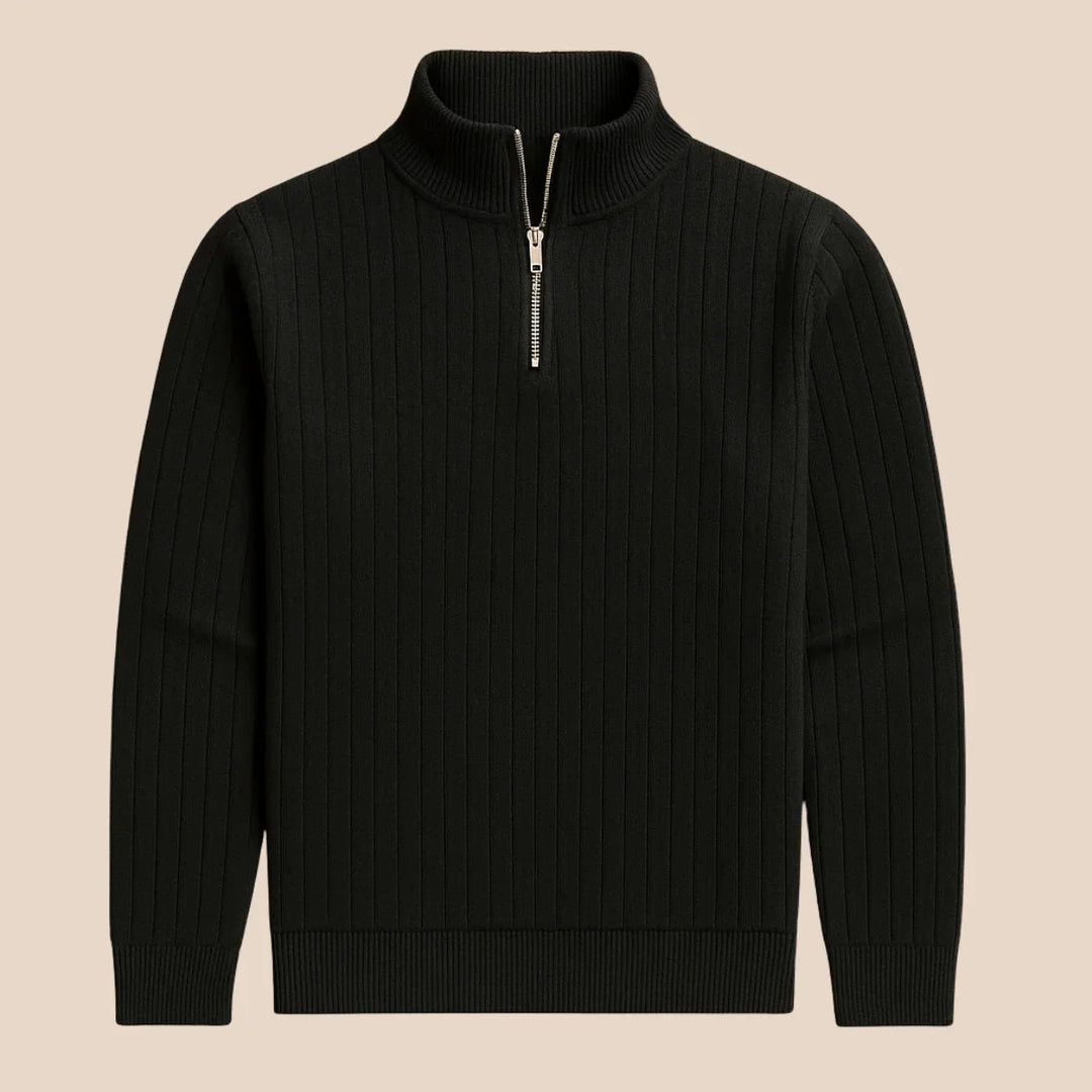 Herre Halv Lynlås Ribbet Jumper Moderne Strikblanding 5