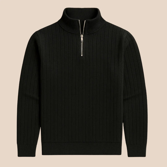 Herre Halv Lynlås Ribbet Jumper Moderne Strikblanding 5