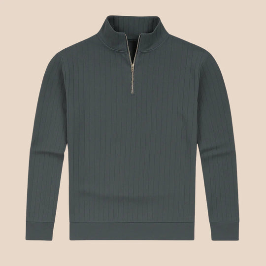 Herre Halv Lynlås Ribbet Jumper Moderne Strikblanding 6