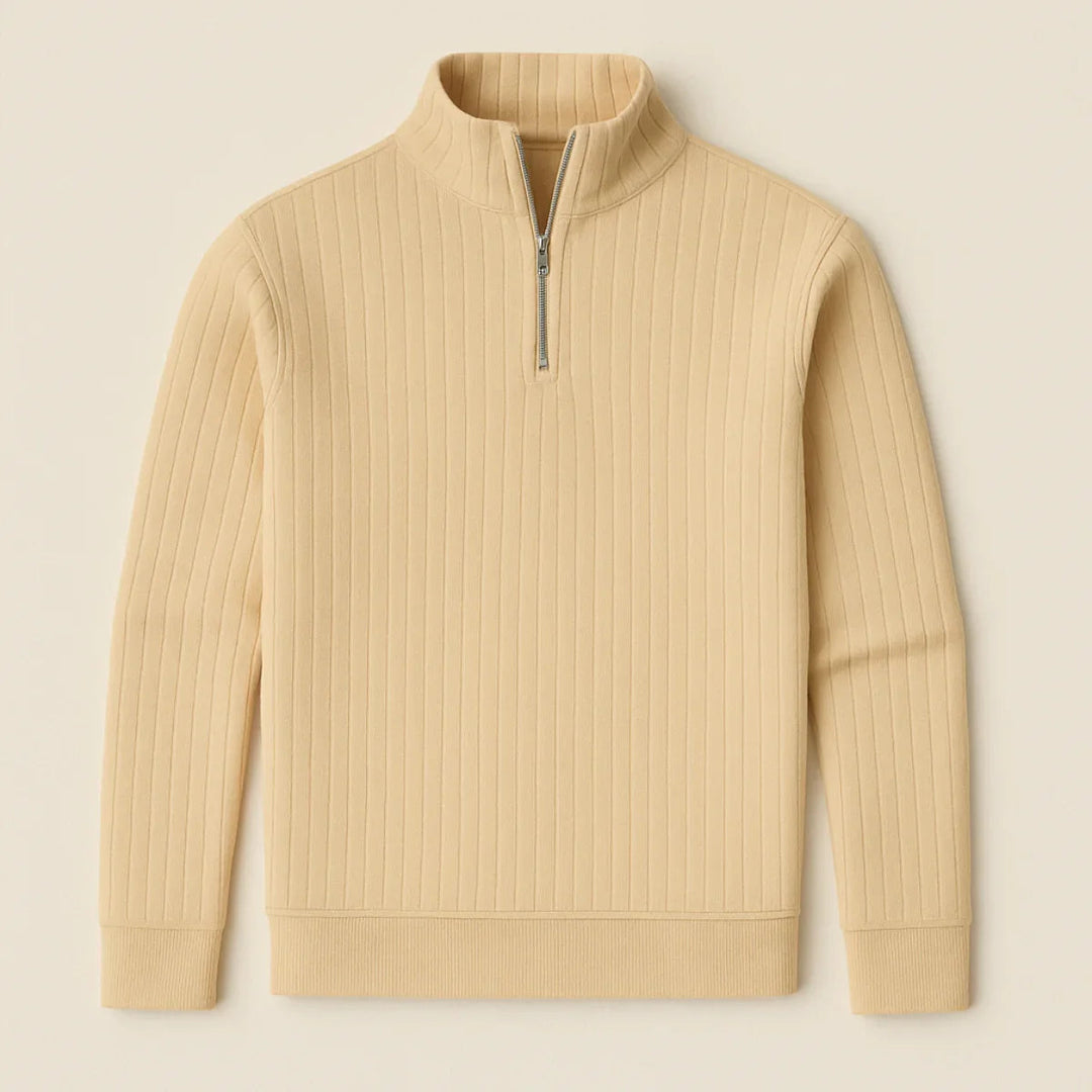 Herre Halv Lynlås Ribbet Jumper Moderne Strikblanding 7