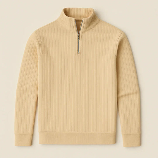 Herre Halv Lynlås Ribbet Jumper Moderne Strikblanding 7