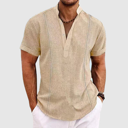 Herre Henley Skjorte Kortærmet Med Knapper 1
