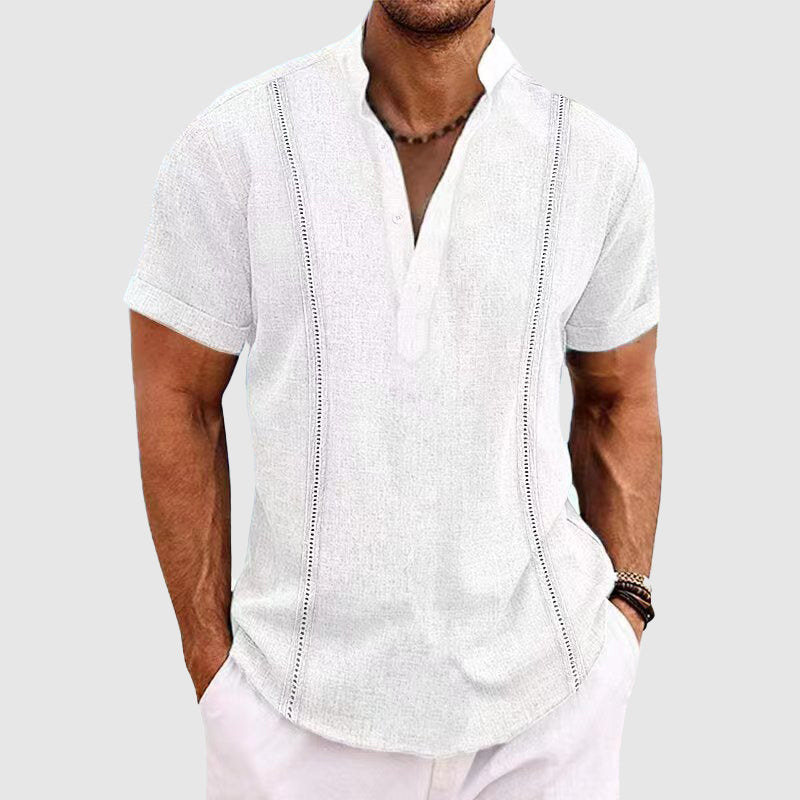 Herre Henley Skjorte Kortærmet Med Knapper 3