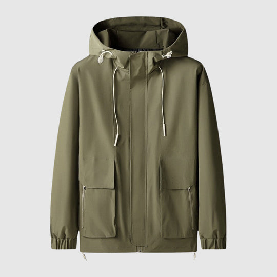 Herre Hooded Jakke Vandafvisende Med Lynlås 1