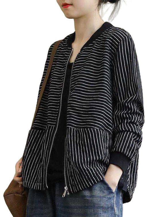 Herre Jakke Stribet Design med Lynlås og Lommer 0